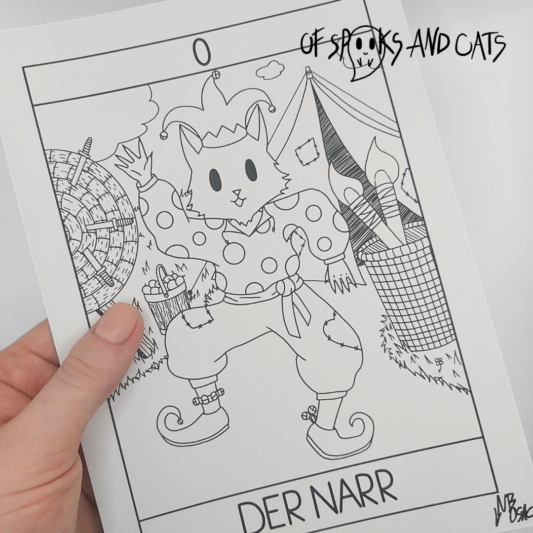 0. Der Narr - Kunstdruck DINA5 - Tarot Gaukler Katze - Große Arkana