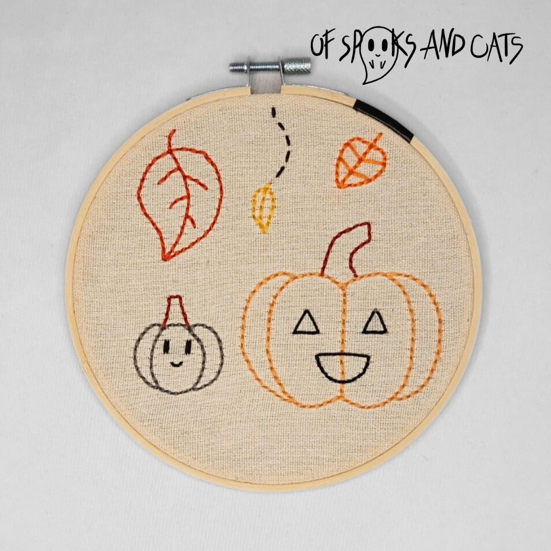 Herbststimmung - Handgesticktes Bild ⌀16cm