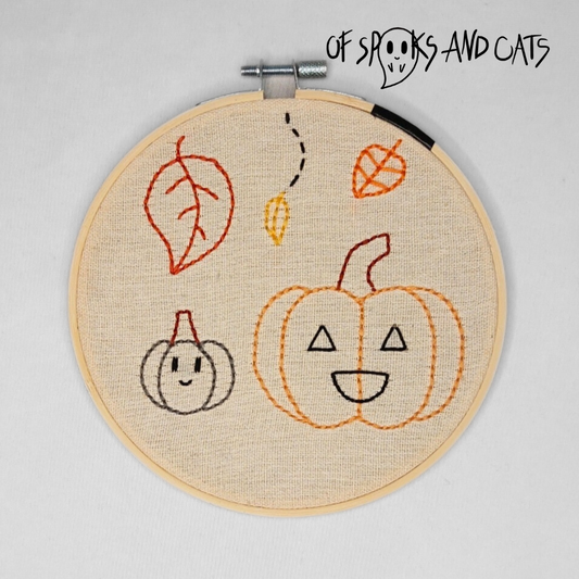 Herbststimmung - Handgesticktes Bild ⌀16cm