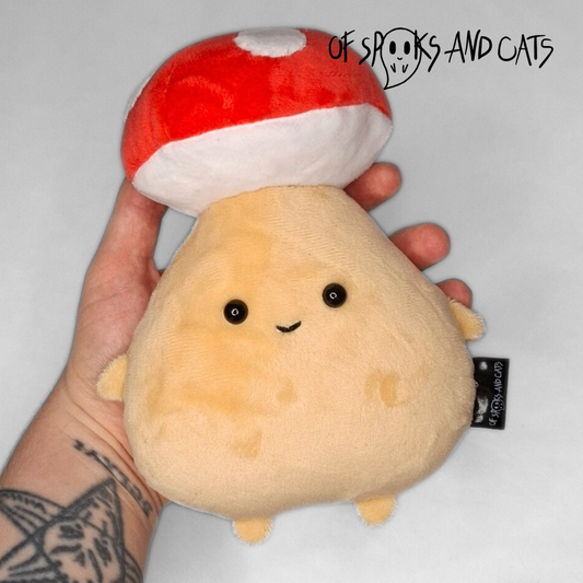 Pino der Pilzwächter - Kleines Kuscheltier Pilz Wesen Fantasy - Sammlerstück