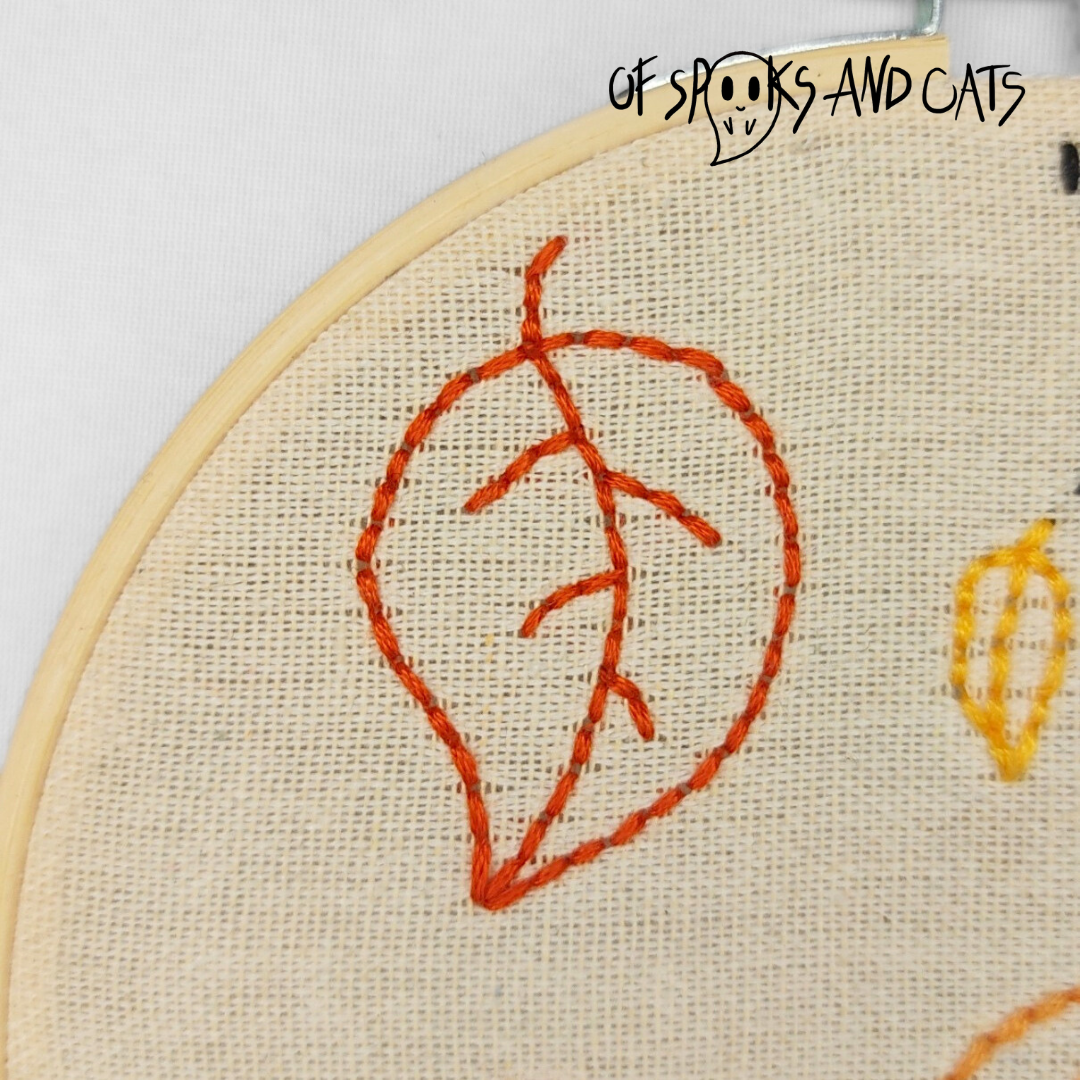 Herbststimmung - Handgesticktes Bild ⌀16cm