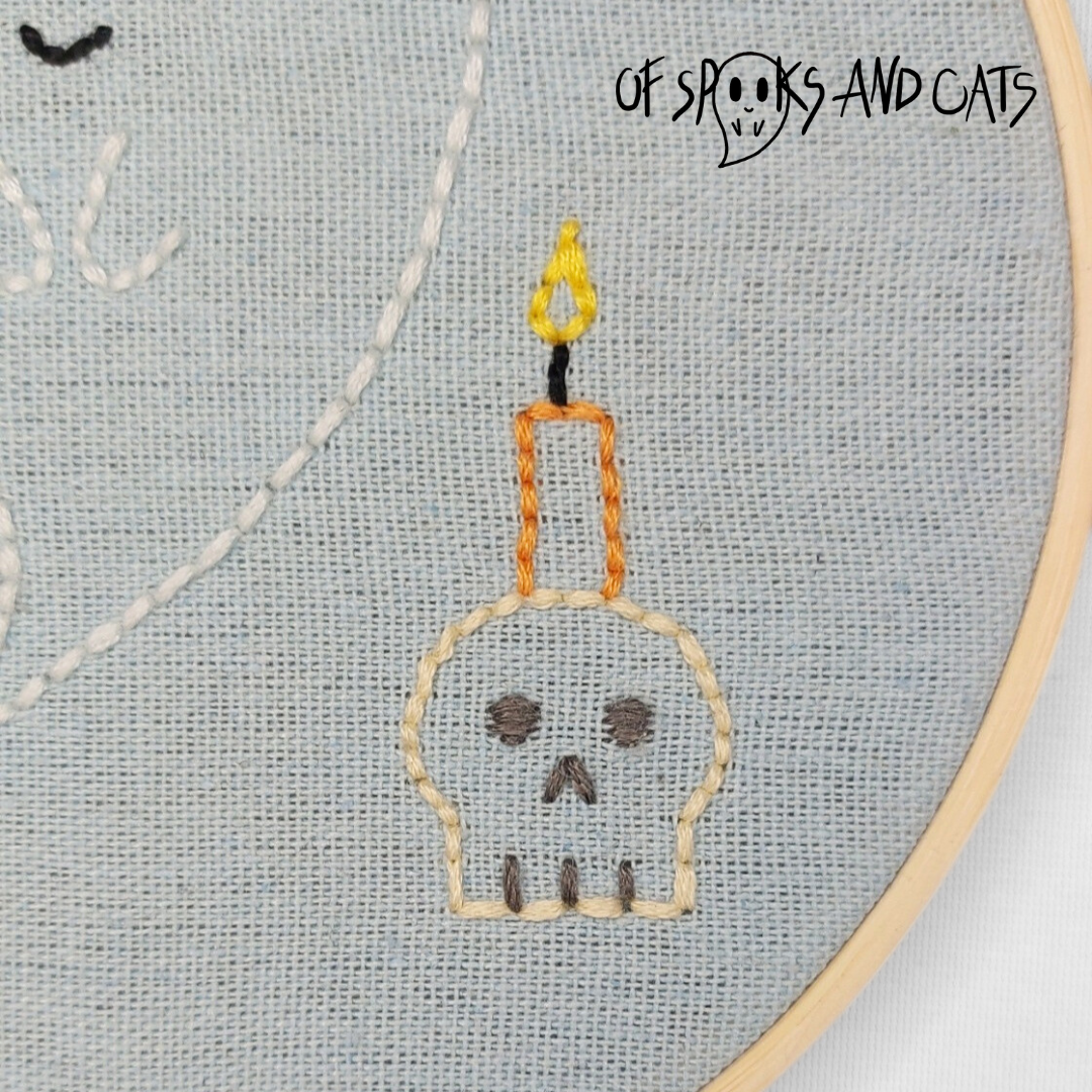 Der Geisterwächter - Handgesticktes Bild ⌀16cm