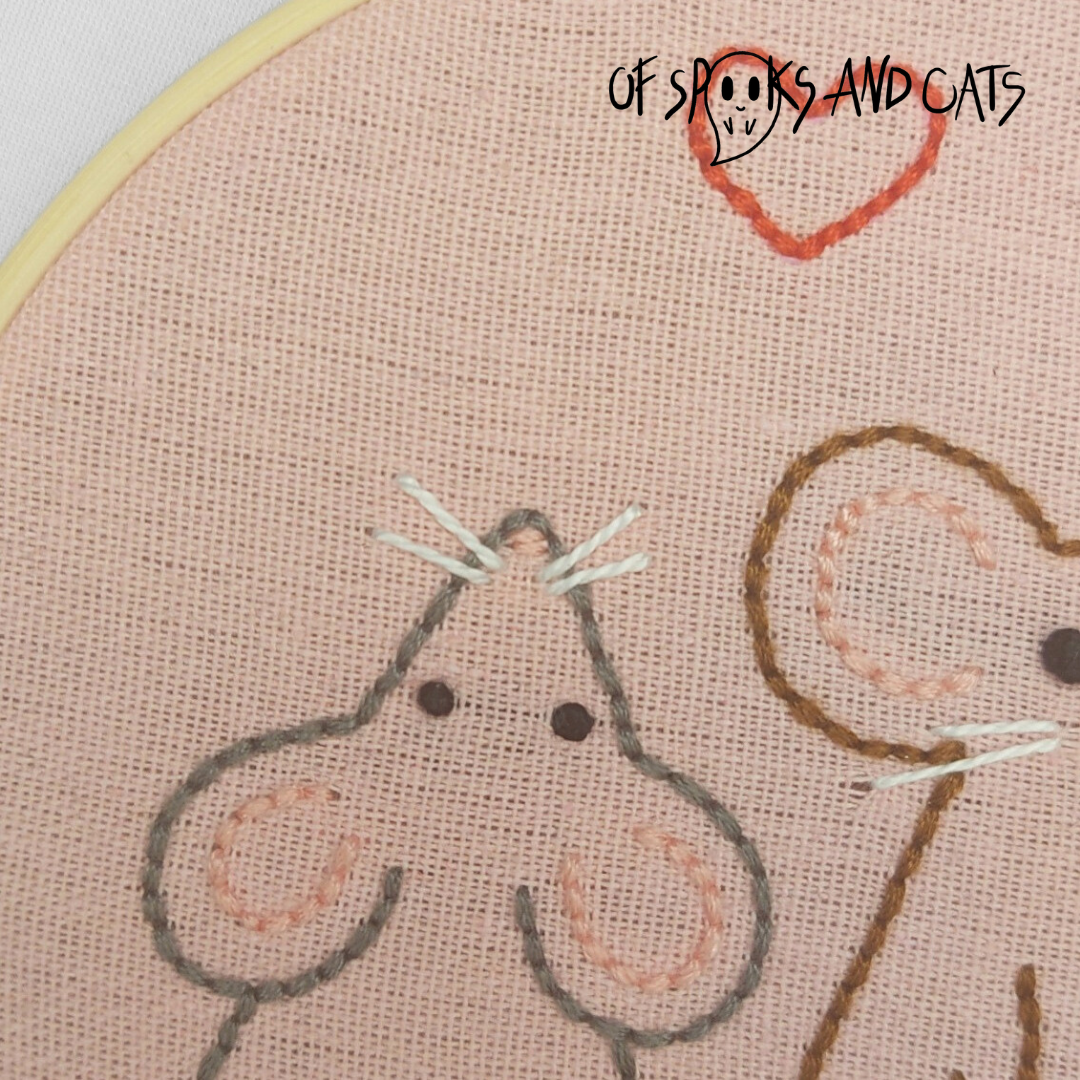 Mäusefreunde - Handgesticktes Bild ⌀16cm