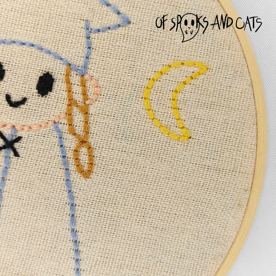 Yuna die Hexe - Handgesticktes Bild ⌀16cm