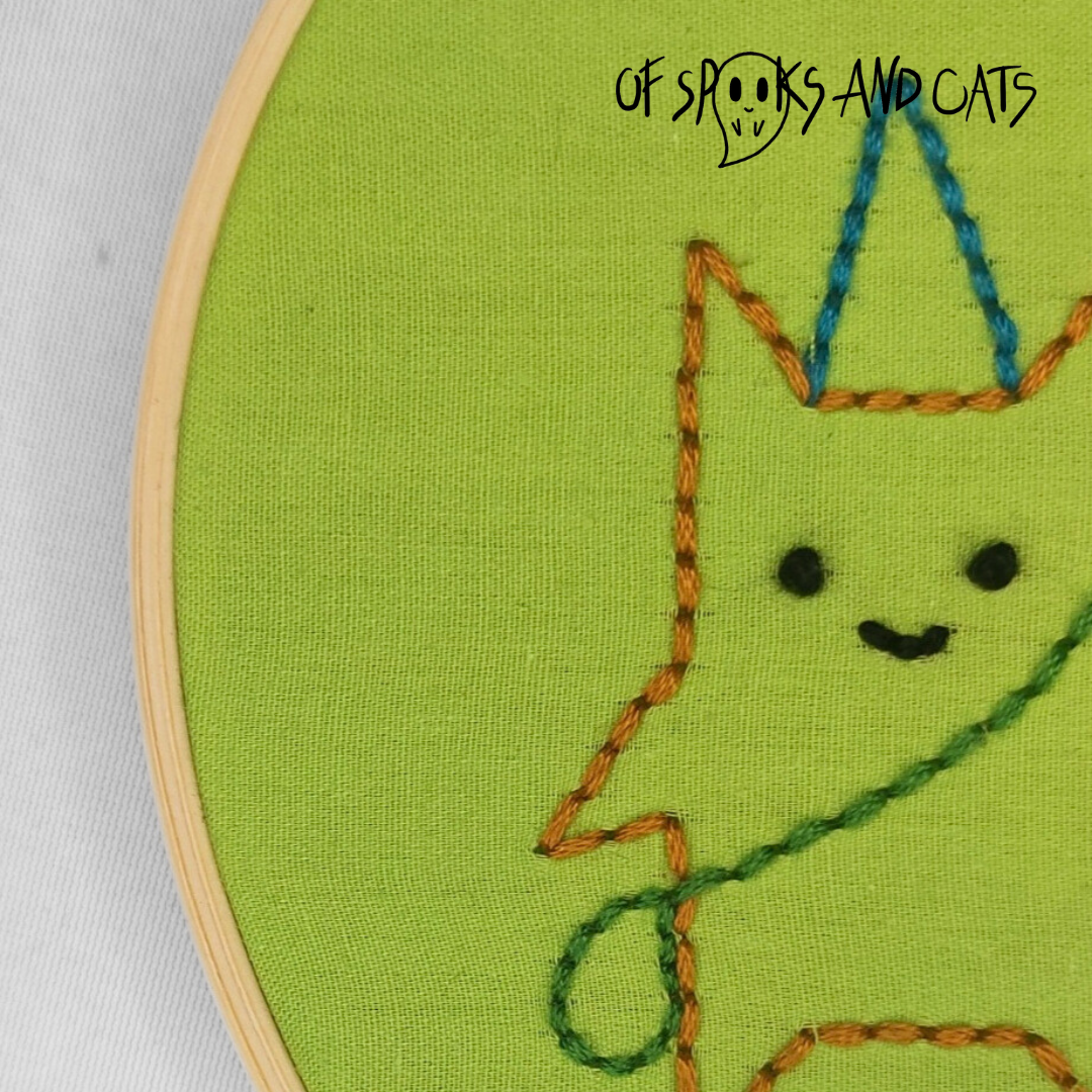 Die Kinder des Waldes - Handgesticktes Bild ⌀16cm