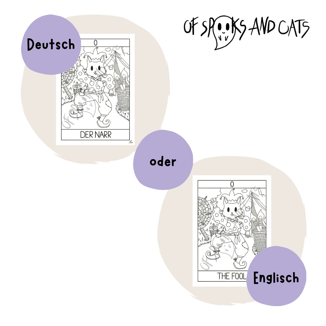 0. Der Narr - Kunstdruck DINA5 - Tarot Gaukler Katze - Große Arkana