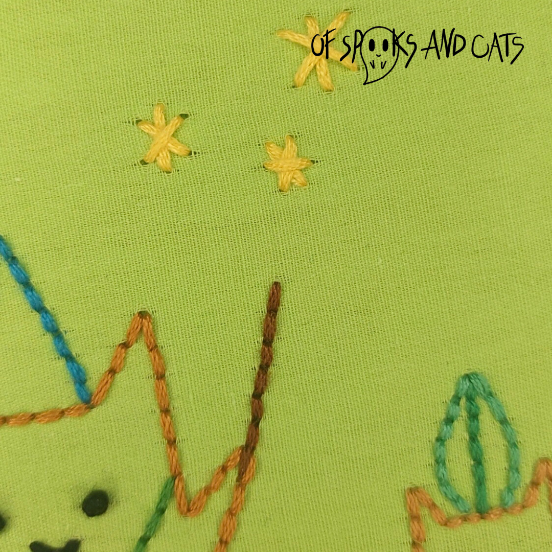 Die Kinder des Waldes - Handgesticktes Bild ⌀16cm