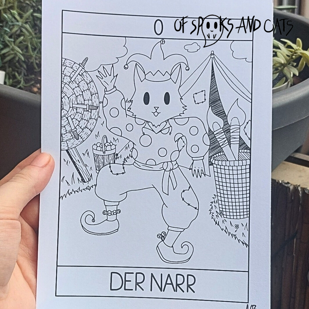0. Der Narr - Kunstdruck DINA5 - Tarot Gaukler Katze - Große Arkana