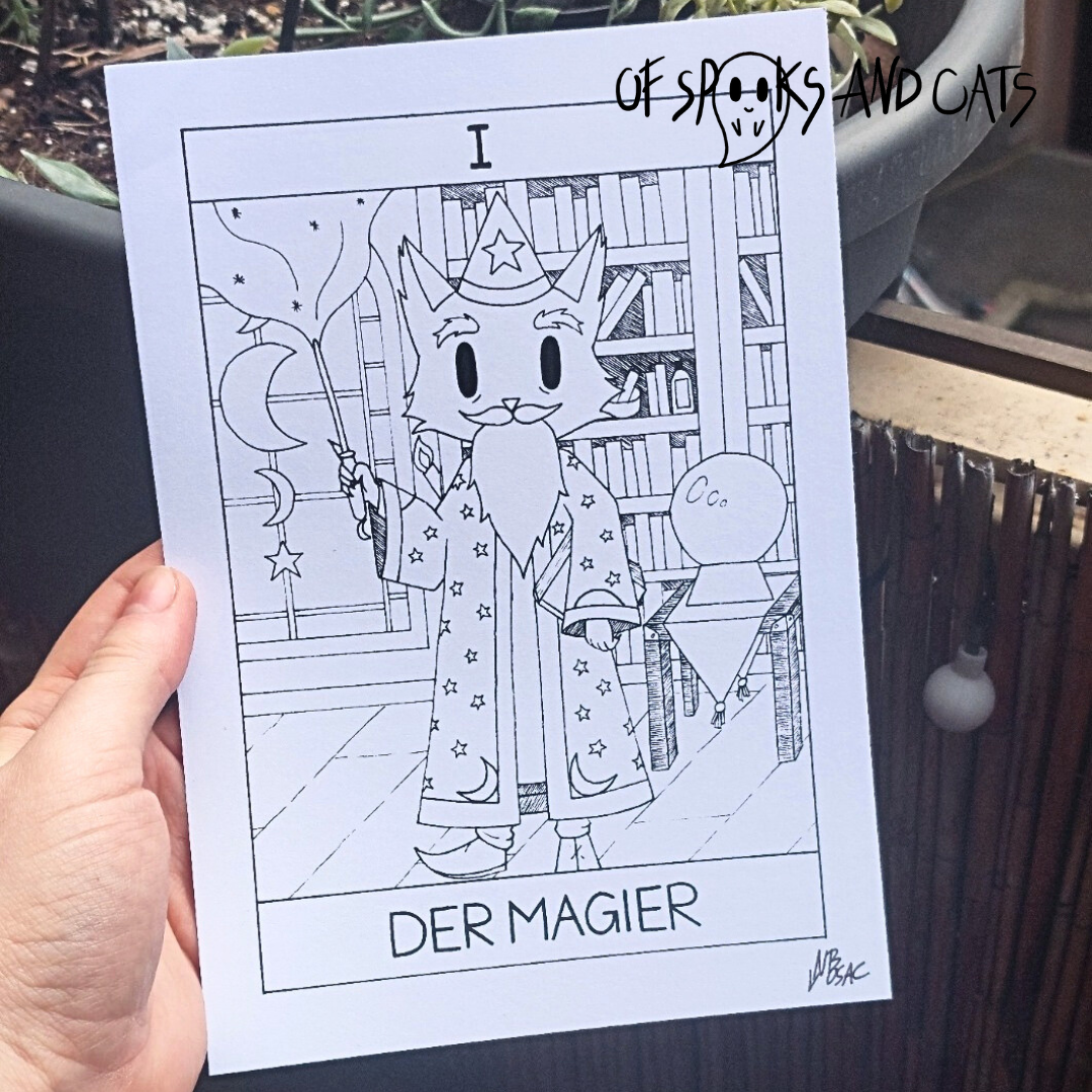 I. Der Magier - Kunstdruck DINA5 - Tarot Magier Katze Große Arkana