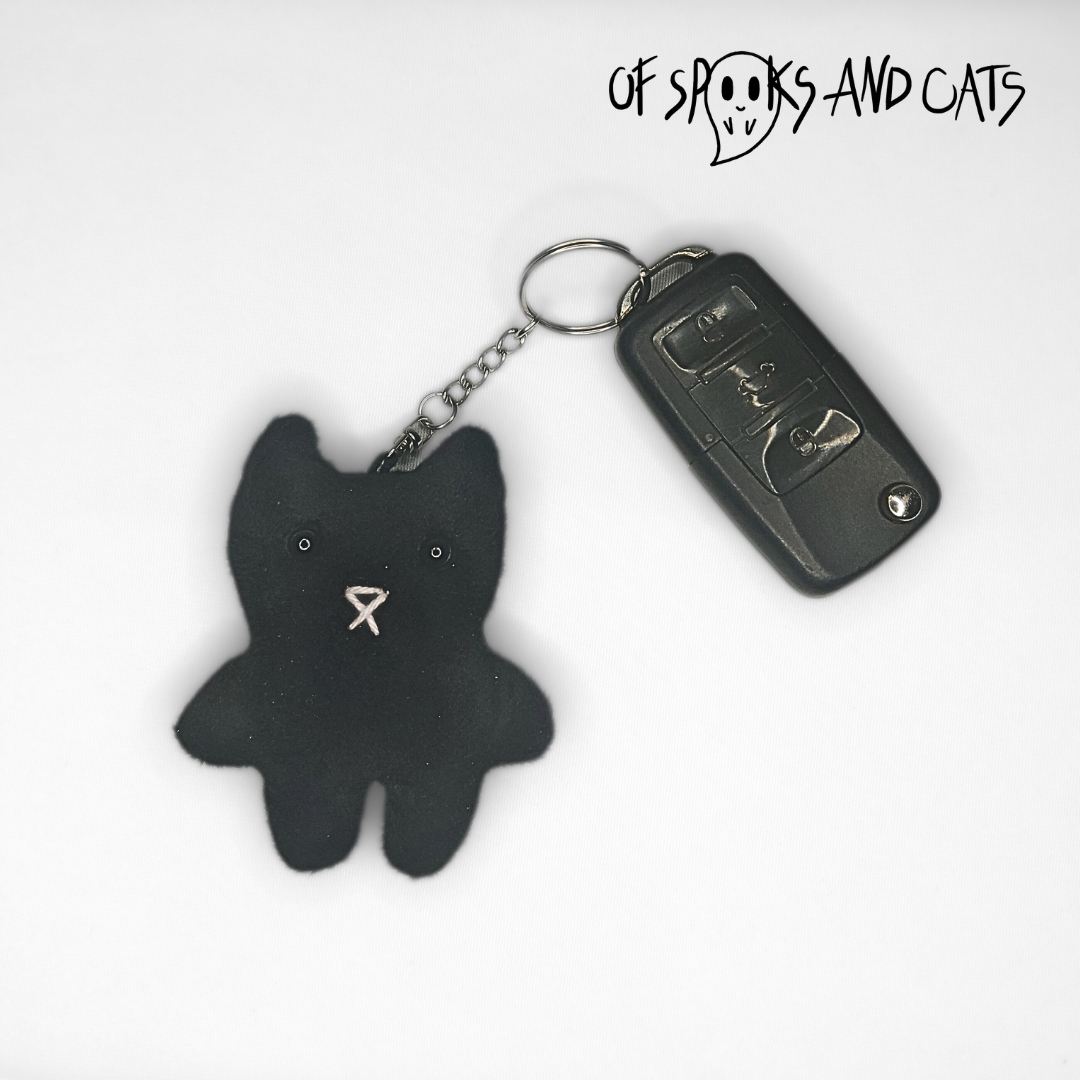 Katzi Schlüsselanhänger Schwarz - Mini Kuscheltier Katze