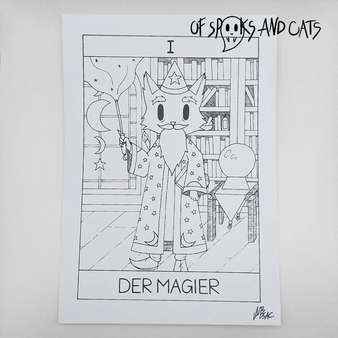 I. Der Magier - Kunstdruck DINA5 - Tarot Magier Katze Große Arkana