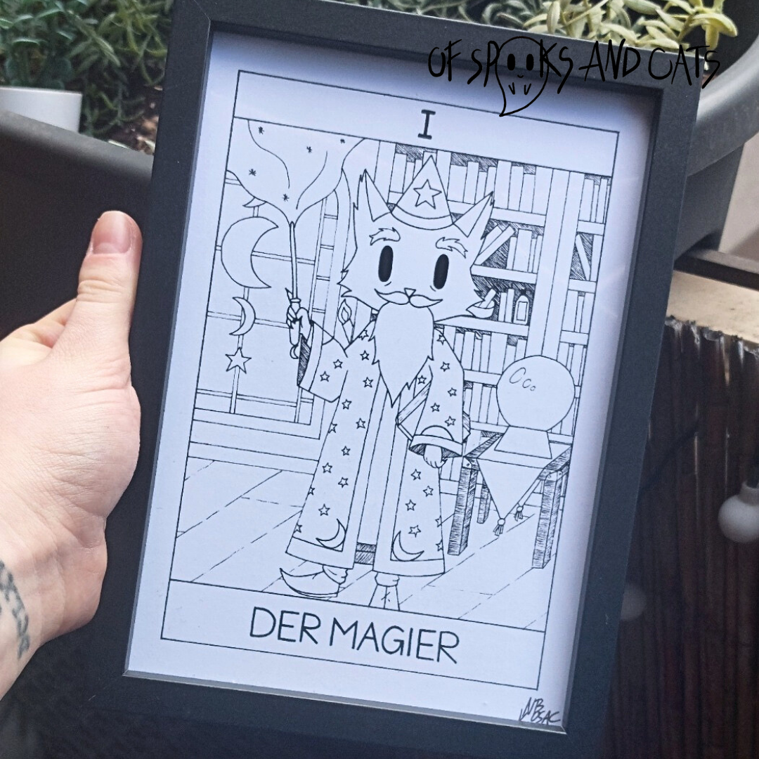 I. Der Magier - Kunstdruck DINA5 - Tarot Magier Katze Große Arkana